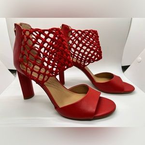 Nic+Zoe Open-Toe Red Heel with Wide Ankle Strap Size 8.5M
